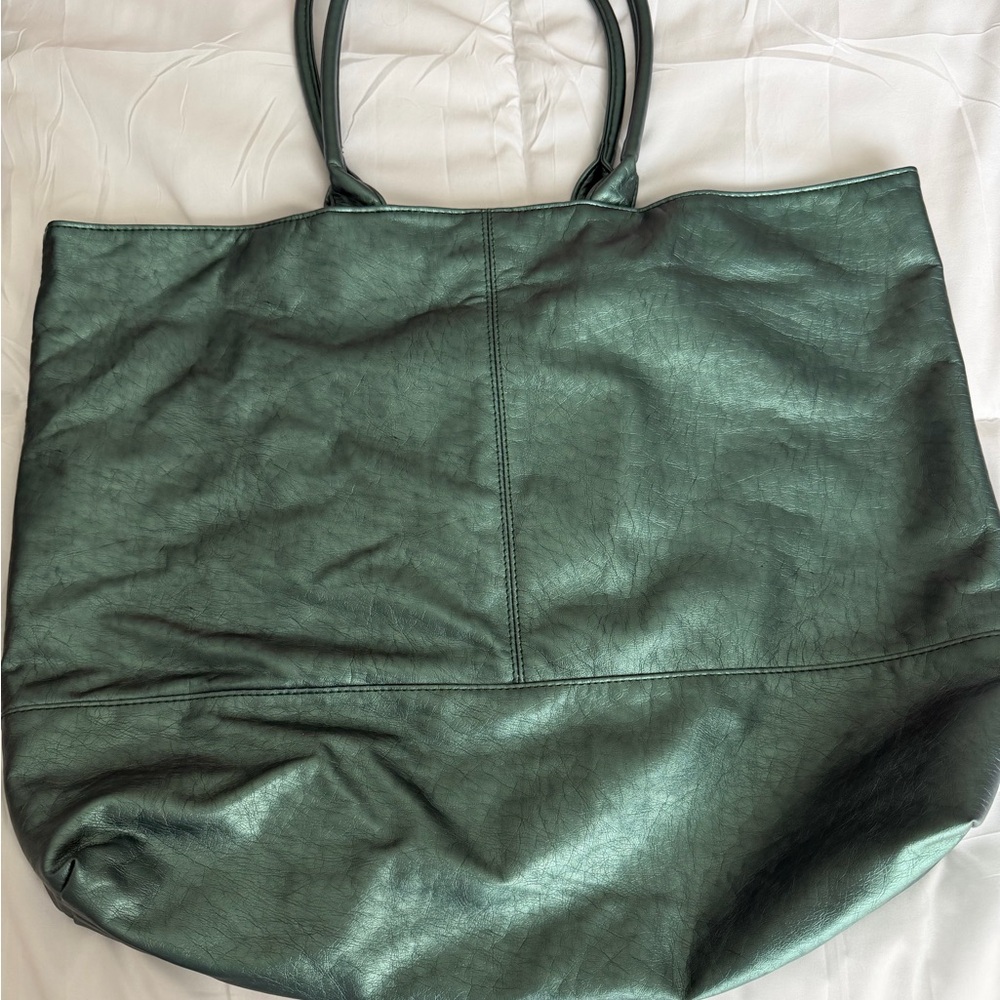 Saks Fifth Avenue Shimmering Green Tote - Picture 4 of 4